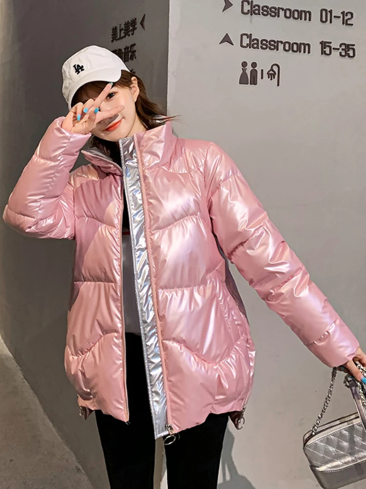 Chaqueta acolchada de algodón para mujer, abrigo grueso y cálido de estilo coreano, parka holgada con cuello levantado, novedad de invierno, 2023