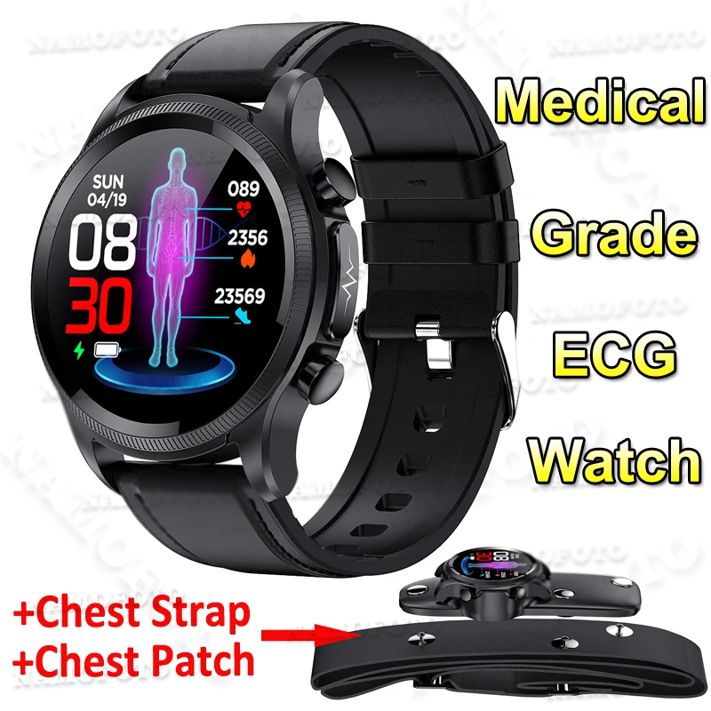 

2024 New Medical Grade Smart Watch 512Hz ECG Wristwatch Chest Patch Strap Clock Blood Pressure HRV Men Sports Health Smartwatch