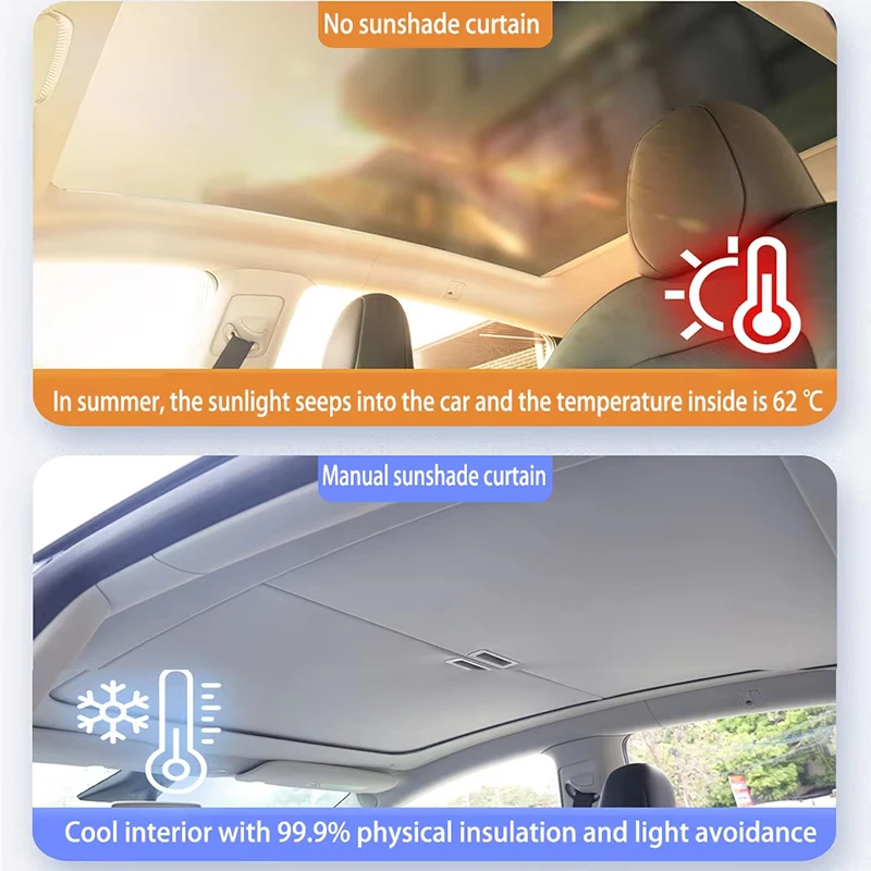 ل تسلا نموذج Y العرعر 2025 + ترقية التمرير فتحة سقف ظلة سقف الأشعة فوق البنفسجية حماية قابل للسحب الشمس قناع الملحقات الداخلية