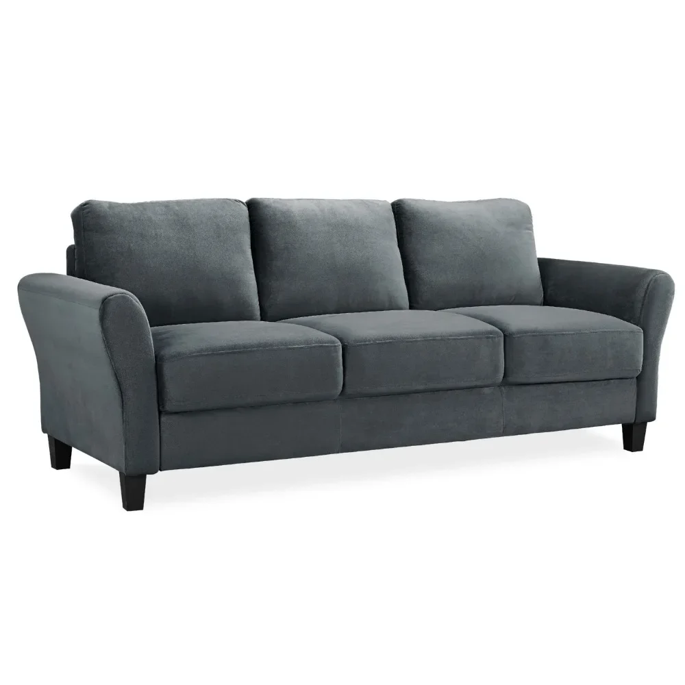 2023 Lifestyle Solutions Alexa Sofa with Curved Arms, Gray Fabric