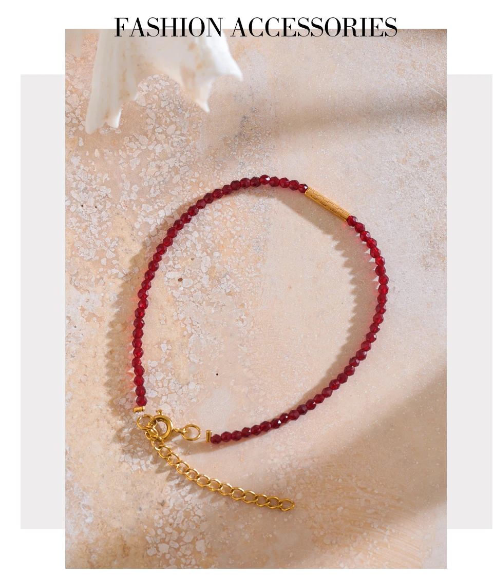 Yhpup Ancora Ankela Roter Kristall Dünnes Armband Beliebte Mode Exquisites Armband Edelstahlperlen Handgefertigter Schmuck – Detail 9