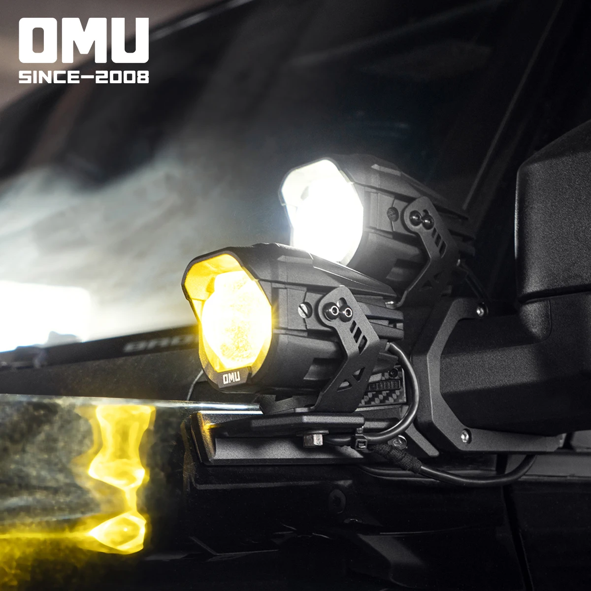 OMU Off-Road LED Spotlights, Dual-Lens Design, White & Yellow Light Options, High Brightness, Universal Fit for Trucks/SUVs