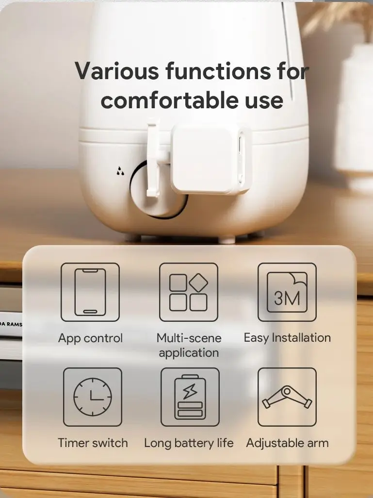 New Smart Tuya Bluetooth Rocker Switch Finger Robot Adjustable Arm Switch Press Fingerbot Support Google Alexa Voice Assitant