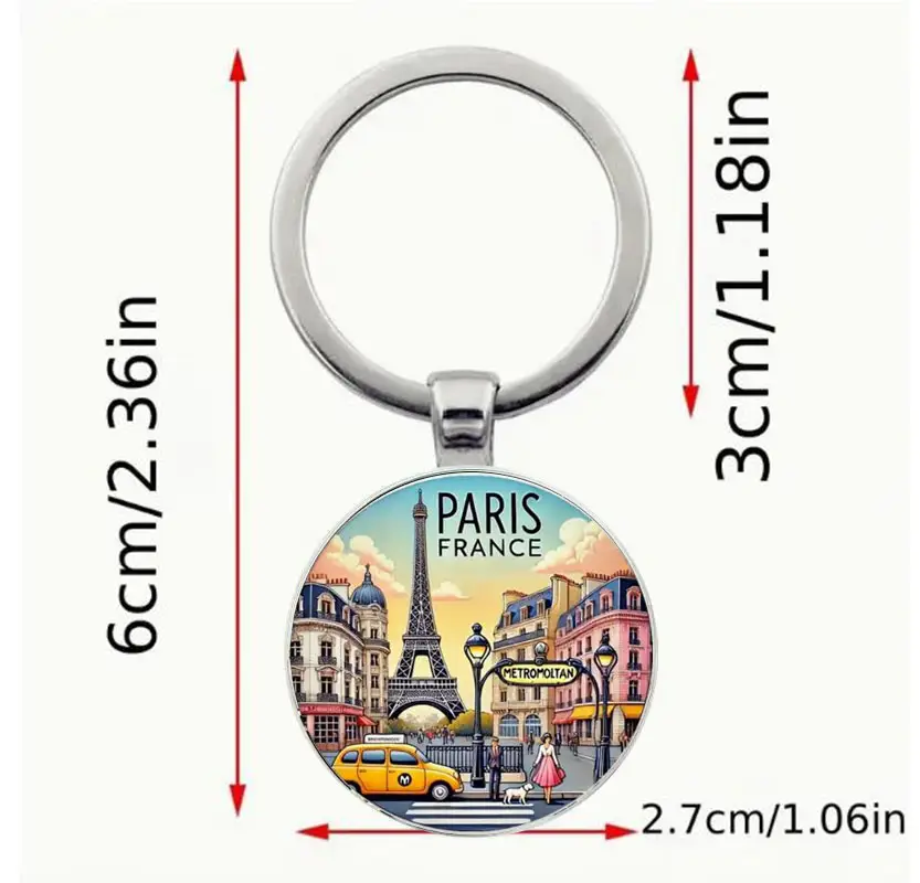 Paris French Keychain - Suitable for keys, bags, cars - Ideal gift for birthdays, holidays, travel enthusiasts, Paris souvenirs, - 2
