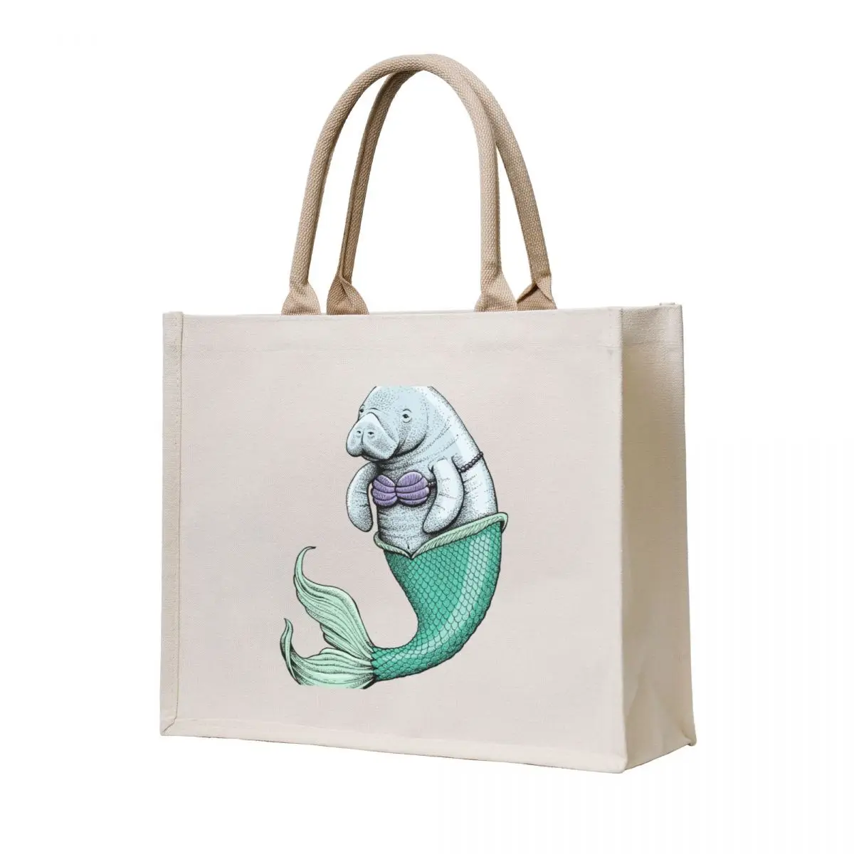 

Manatee Mermaid Tote Bag Canvas bag for women large size bags cute tote bag