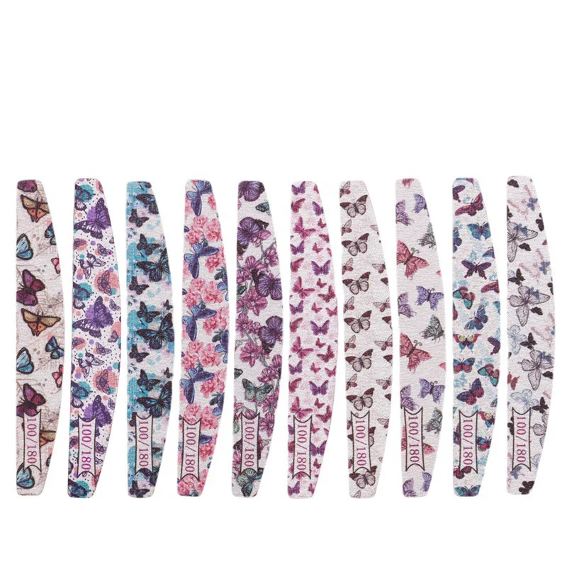 

5Pcs/Lot Butterfly Flower Print Nail Files Professional Manicure Nails File 100/180 Double Side Nail Polishing File Supplies