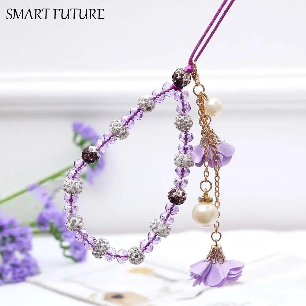 

Colorful Flower Pendant Beads Chain Bracelet Hand Strap Short Cord Lanyard Cell Phone Lanyard Mobile Phone Strap Wrist Straps