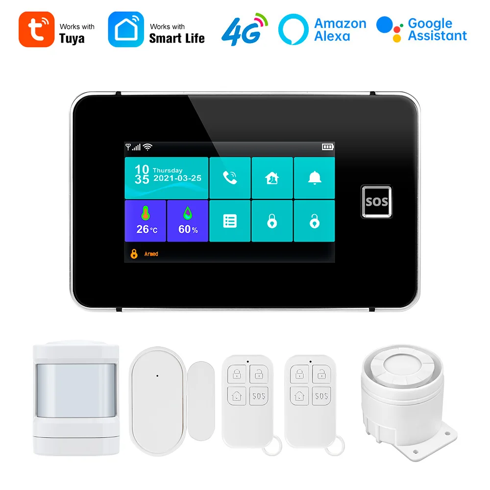 

FUERS G64B Wireless Alarm System Security Anti theft Works with Tuya Smart Home PIR Detector Doors Sensor Alarm 2G/4G 433Mhz GSM