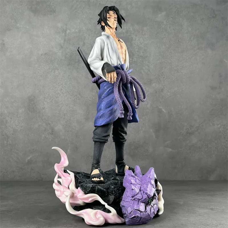 Bandai Naruto Handpiece GK Crow Curse Seal Sasuke Immortal Naruto 42cm Base Statue Model Anime Handheld Blind Box Room Ornament