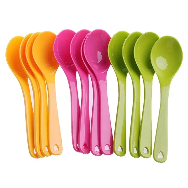 

12Pcs Baby Feeding Spoon Safe Plastic Toddler Training Eating Spoon Set Food