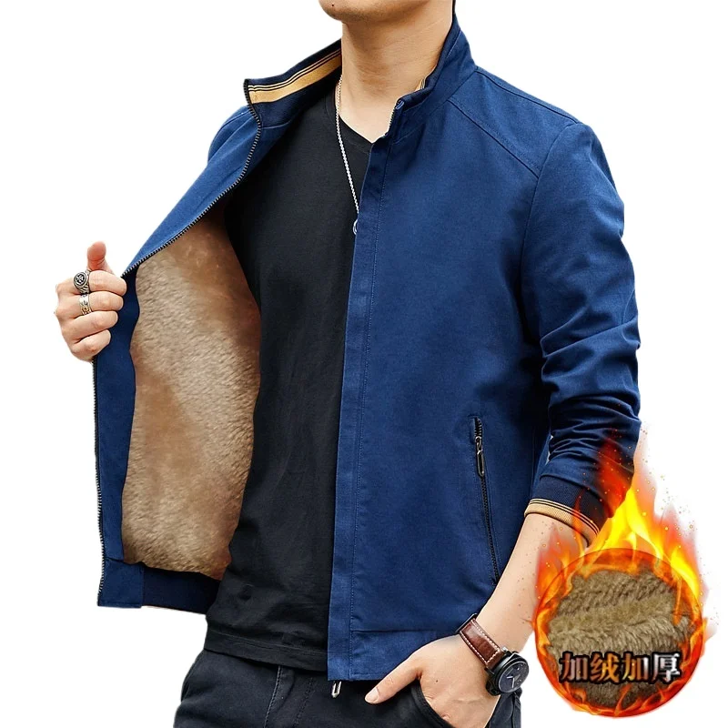 Men's Casual Plush Winter Washed Cotton Clothing Top, Spring And Autumn Thickened Jacket, Men's Trendy Jacket