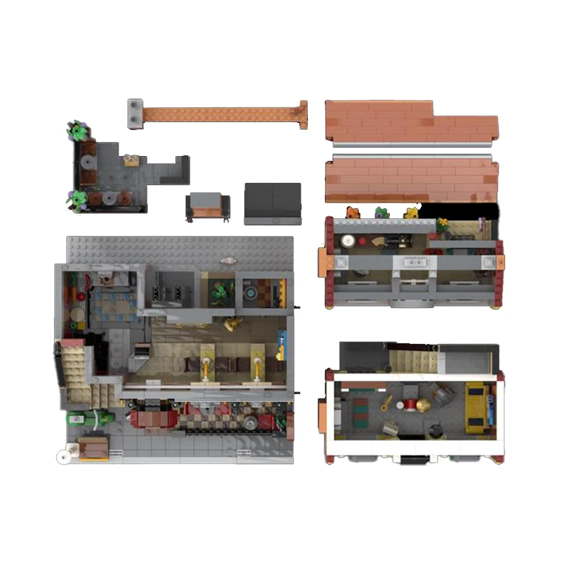 MOC الحضرية عرض الشارع وحدات بناء بيتزيريا متجر كتلة نموذج الطوب الفني الأصالة التجمع لعبة هدايا عيد الميلاد #3