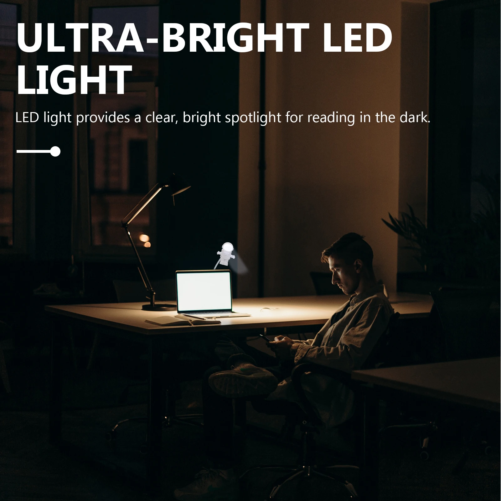 1Pcs Astronaut Pattern USB LED Eye-Protection Desk Lamp Bedroom Reading Lamp Rechargeable Table Light Student Night Light