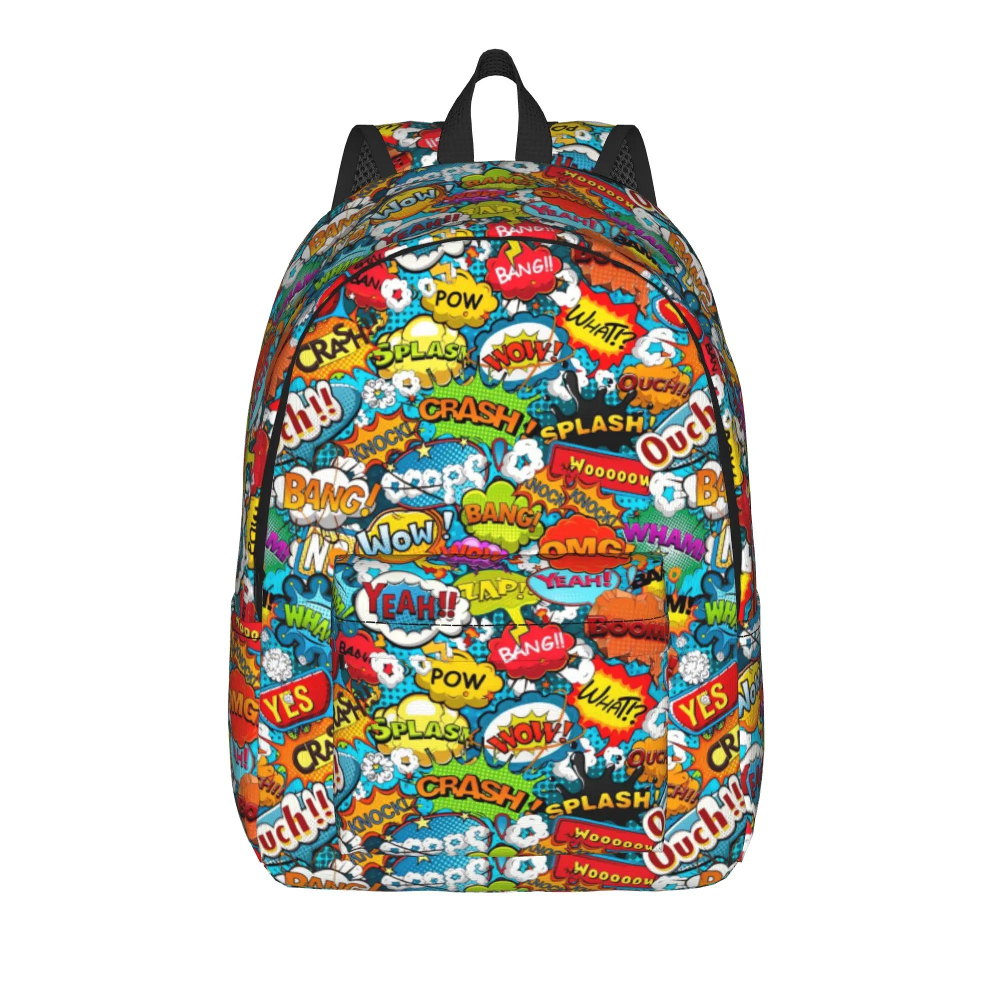 Colorful Comic Speech Bubbles   ()(1) Backpack  College Backpacks Male Kawaii School Bags Design Print Rucksack
