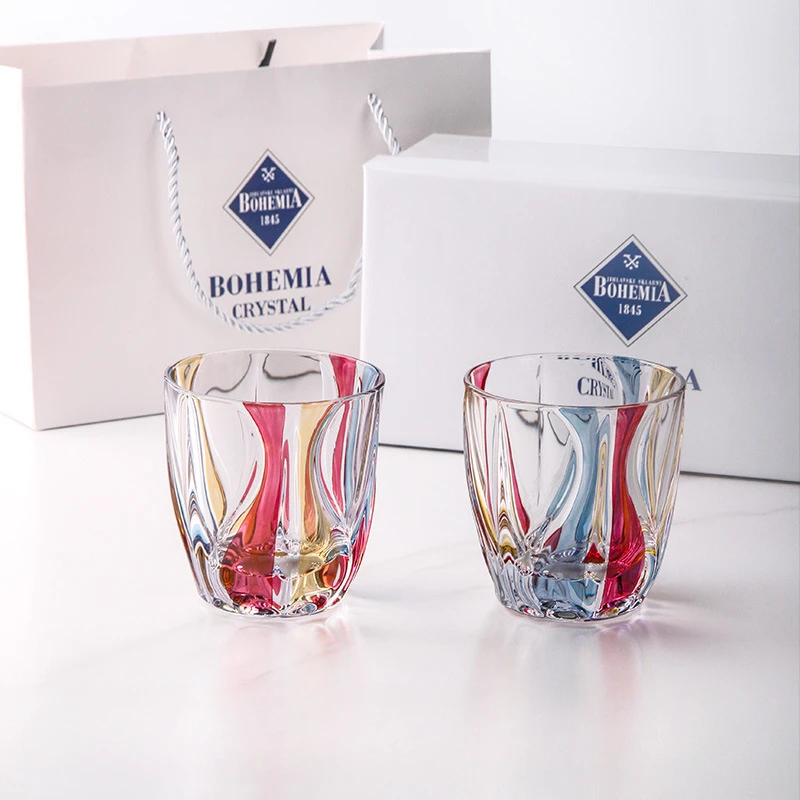 Light Luxury High-end Glass Wine Glasses Suit Premium Colored Whisky Glass Red Wine Cup Cocktail Glass Gift Box Packaging