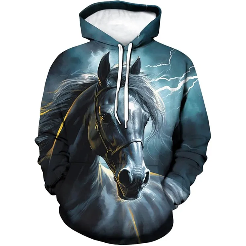 3D Novelty Print Animal Horse Pattern Hoodie For Men Casual Plus Size Pullover Sweatshirt Hoody Clothes Sudaderas Hombre