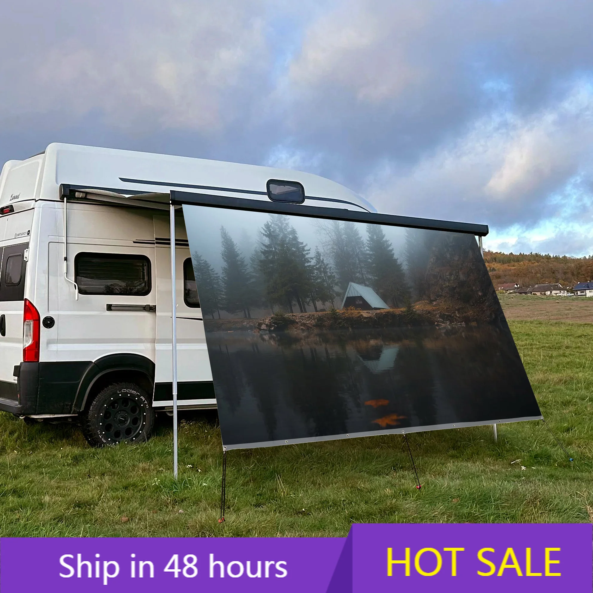 

POWER LEAPWholesale Mesh Weather-resistant Canopy Durable Single RV Awning Sun Shade Screen Custom Pattern Lightweight Events Ca