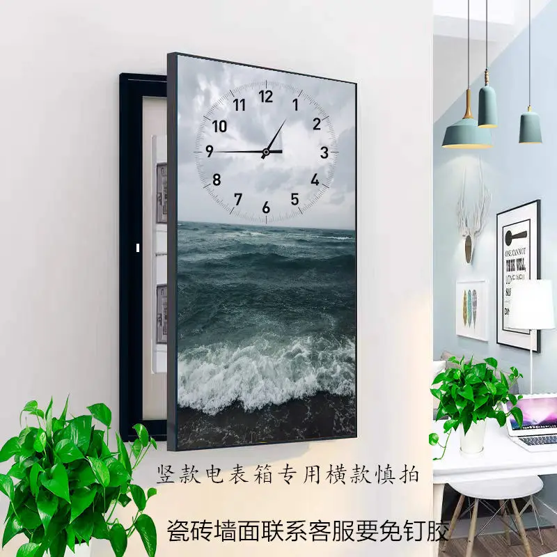 Electric Box Poster Art Print Decor Painting With Large Wall Clock For Home Living Room Decoration Accessories Modern Design