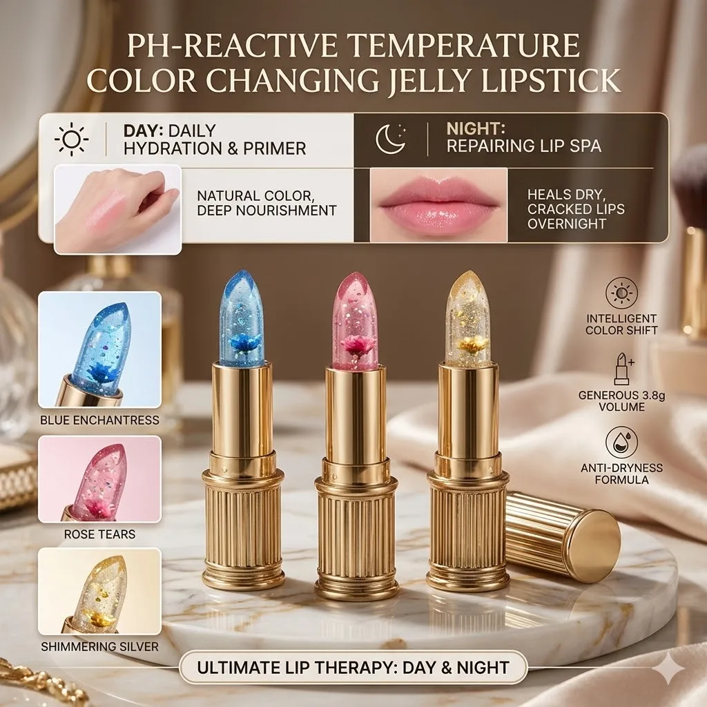 Castle Jelly Temperature Color Changing Lipstick Waterproof Hydrating Moisturizing Non-stick Cup Tinted Lip Balm Makeup