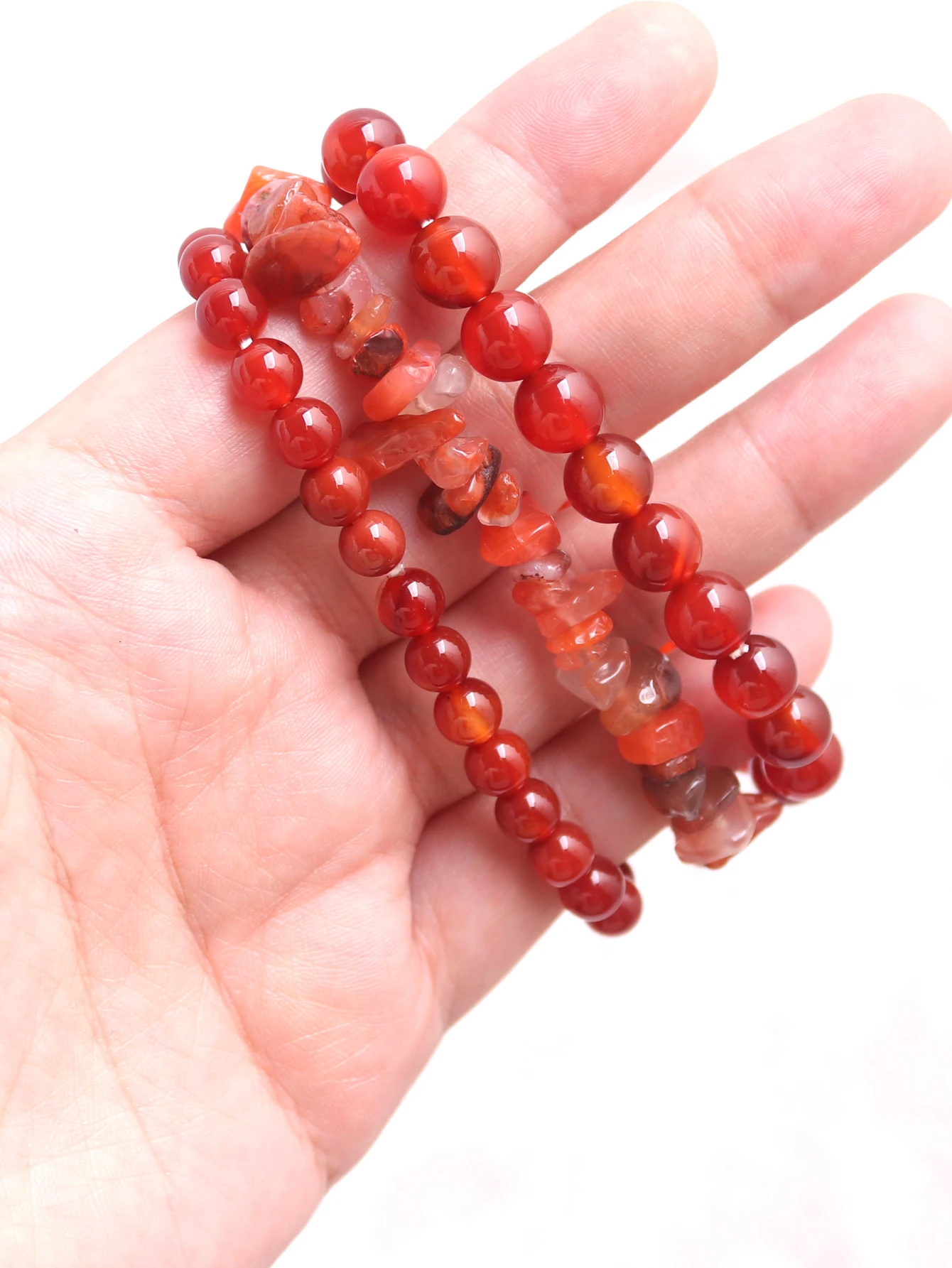 3pcs/set  Natural Agate 6mm 8mm Beads Bracelets Raw Carnelian Stone Bracelets For Women Girls Gifts