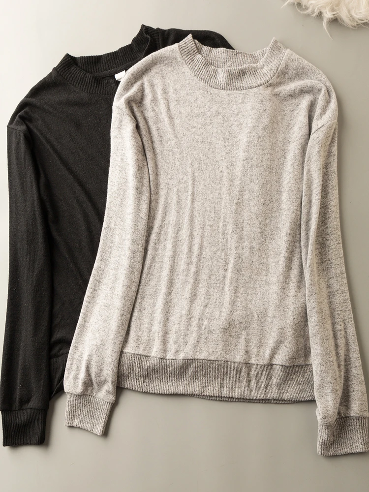 

Свободный удобный трикотаж Long Sve Mid-Ne, весенне-осенний корейский теплый свитер, легко носить, женская смесь полиэстера...