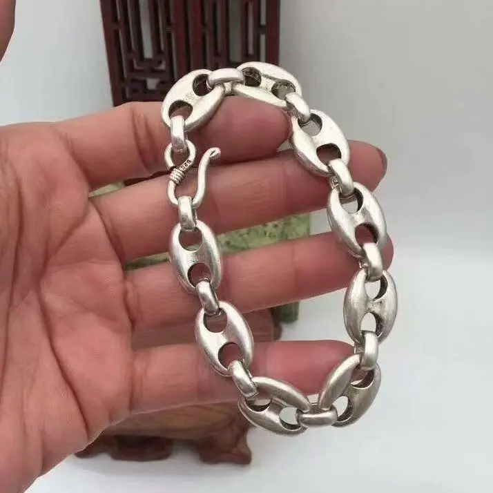 S925 Old Tibetan Silver Seiko Made Buckle Bracelet Lucky Bless Personality Men Women Couple Fashion Accessories Gift