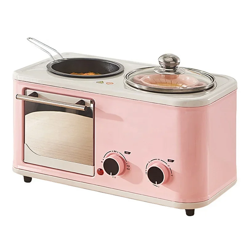 

New Household Pink Breakfast Maker 4 In 1 Steaming Baked Multifunction Breakfast Machine