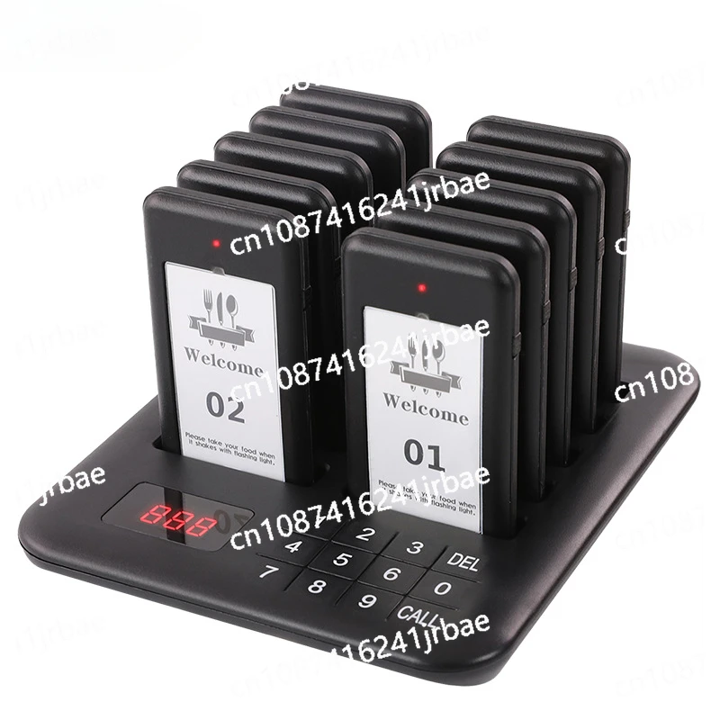 Style 1- Restaurant Pager + 10pcs Beeper Touch Panel Wireless Pagers Calling System Buzzer for Church Clinic Truck Nursery Event