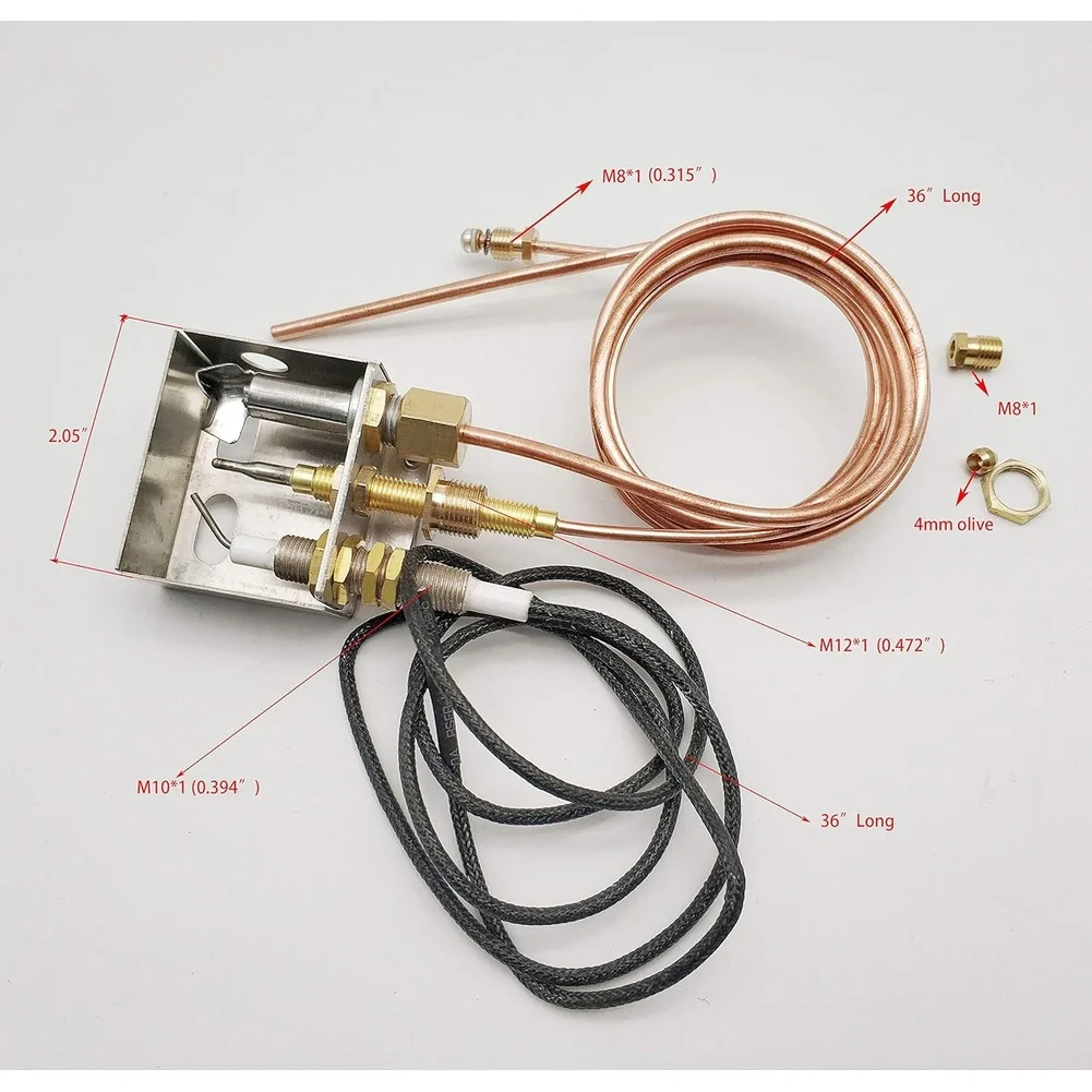 Replacement for pilot Burner Kit for Propane Fireplaces Includes Stainless Steel Construction and Copper Inlet Tube