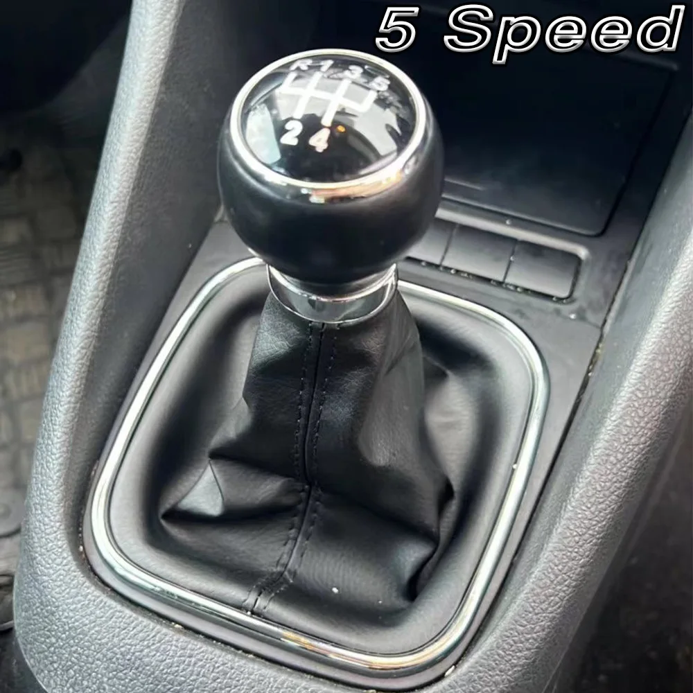 For VW Golf 5 Golf 6 Jetta MK5 MK6 Gear Shift Knob 5/6 Speed Manual Shifter Handball with Leather Gaiter Boot Cover view 5