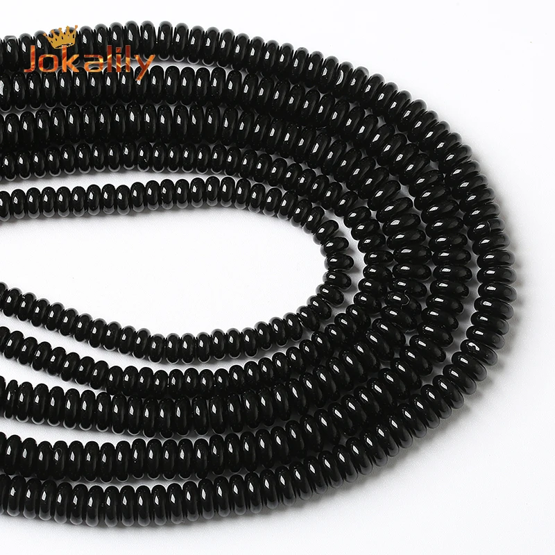 Natural Black Agate Onyx Beads Wheel Stone Loose Spacer Beads or Jewelry Making Diy Bracelets Accessories 3x6mm 3x8mm 3x10mm 15