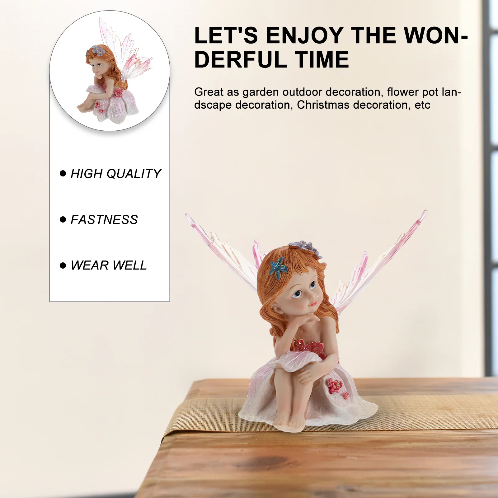 

1 Piece Resin Fairy Garden Decor Adorable Outdoor Indoor Statue for Terrarium Miniature Landscape Ornament Desktop Art Craft