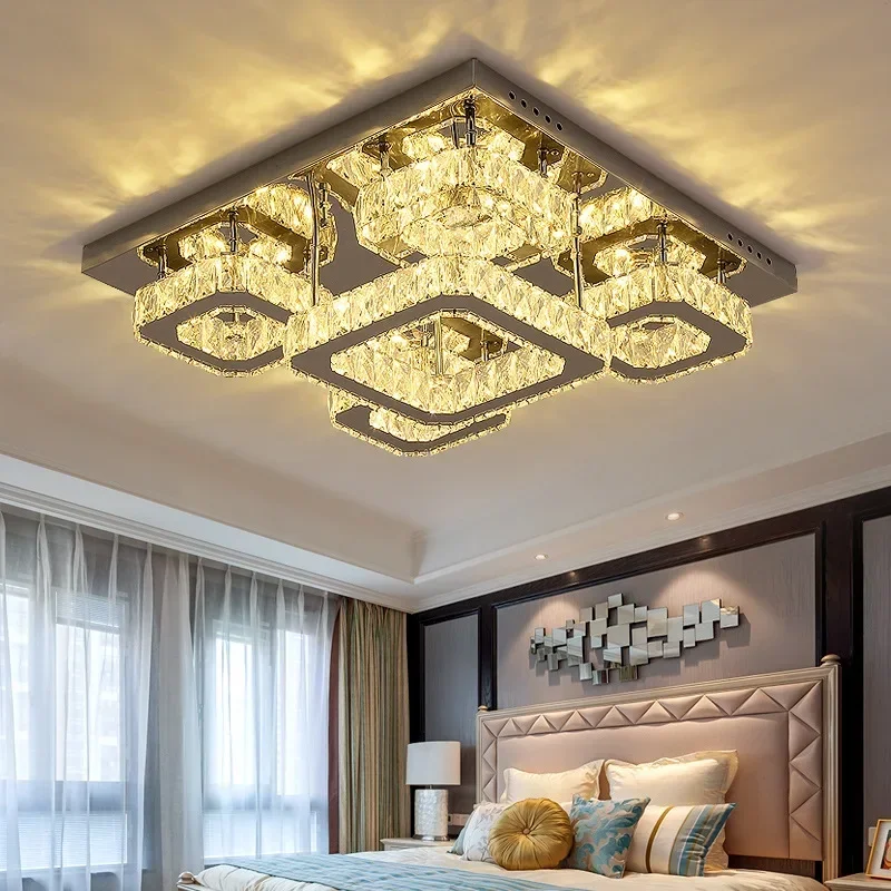 

Luxury silver ceiling lamp living room modern crystal ceiling lights bedroom led Ceiling Lamps dining crystal Fixtures kitchen