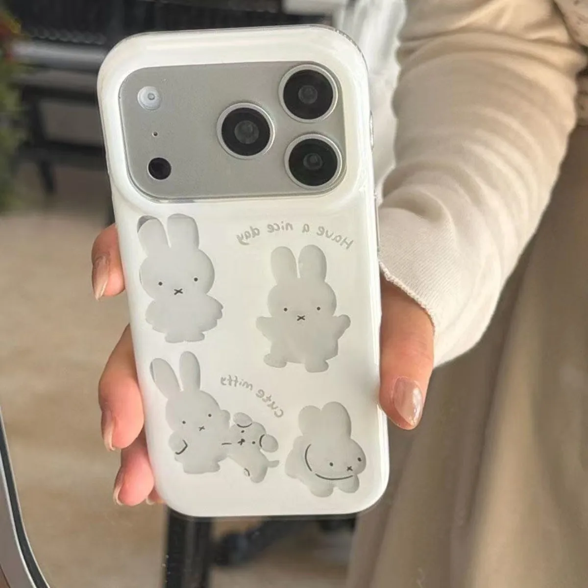 Cute Hollow Miffy Rabbit Soft Phone Cover for IPhone17ProMax 16 15 14 13 12 Fashion Girls Anti Scratch Phone Case Lovely Kawaii