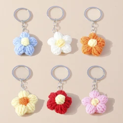 Cute Handmade Knitted Flower Keychain for Women Girl Crocheted Keyring Pendants Handbag Decor Charms DIY Jewelry Gifts