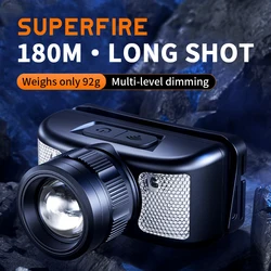 SuperFire HL91/HL91-X Mini LED Headlight Induction Headlight with Red and White Light Rechargeable Waterproof Fishing Lantern