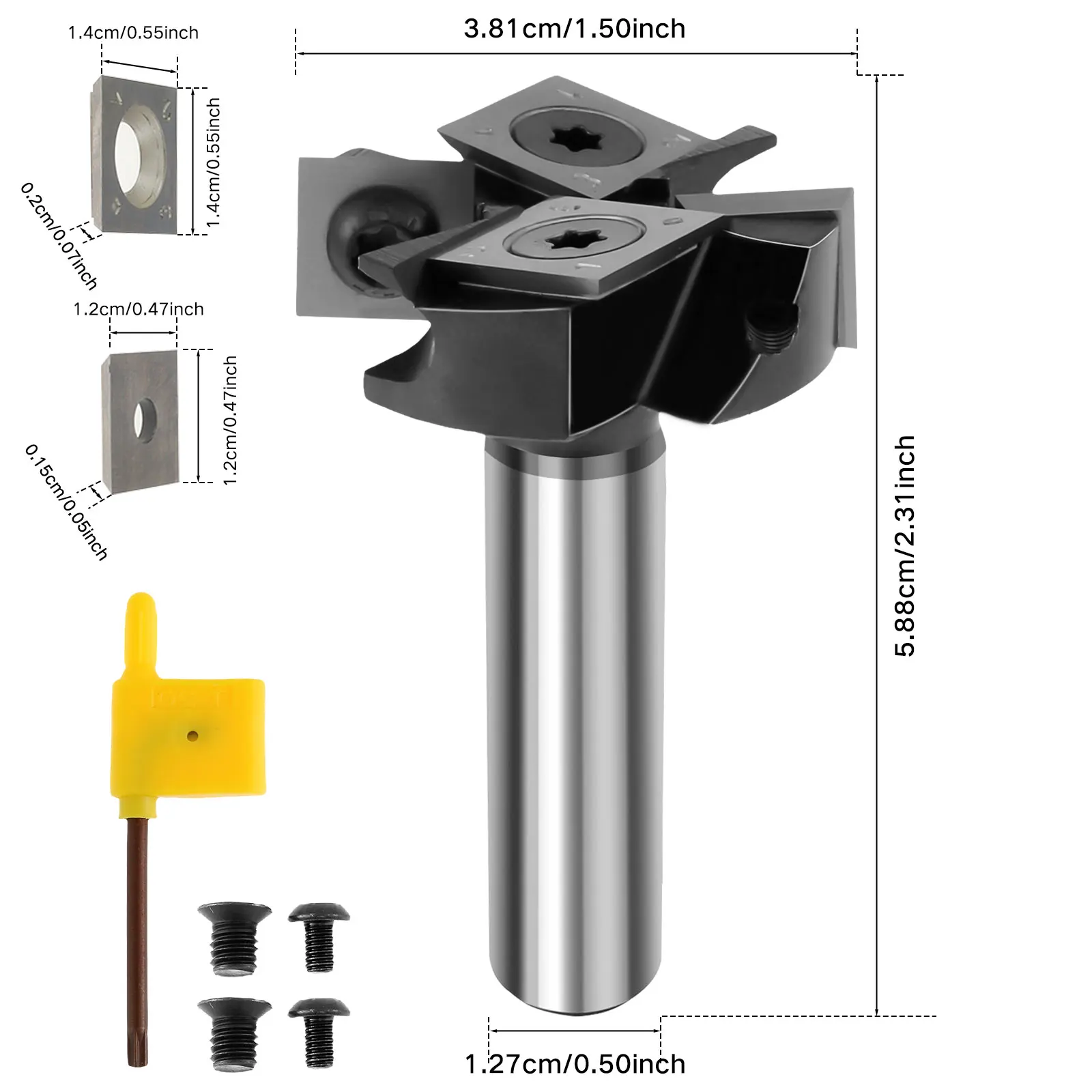 CNC Spoilboard Surfacing Router Bit 1/2inch ShankSurfacing Router Bit 1-1/2 Inch Cutting Diameter lab Flattening Router Bit