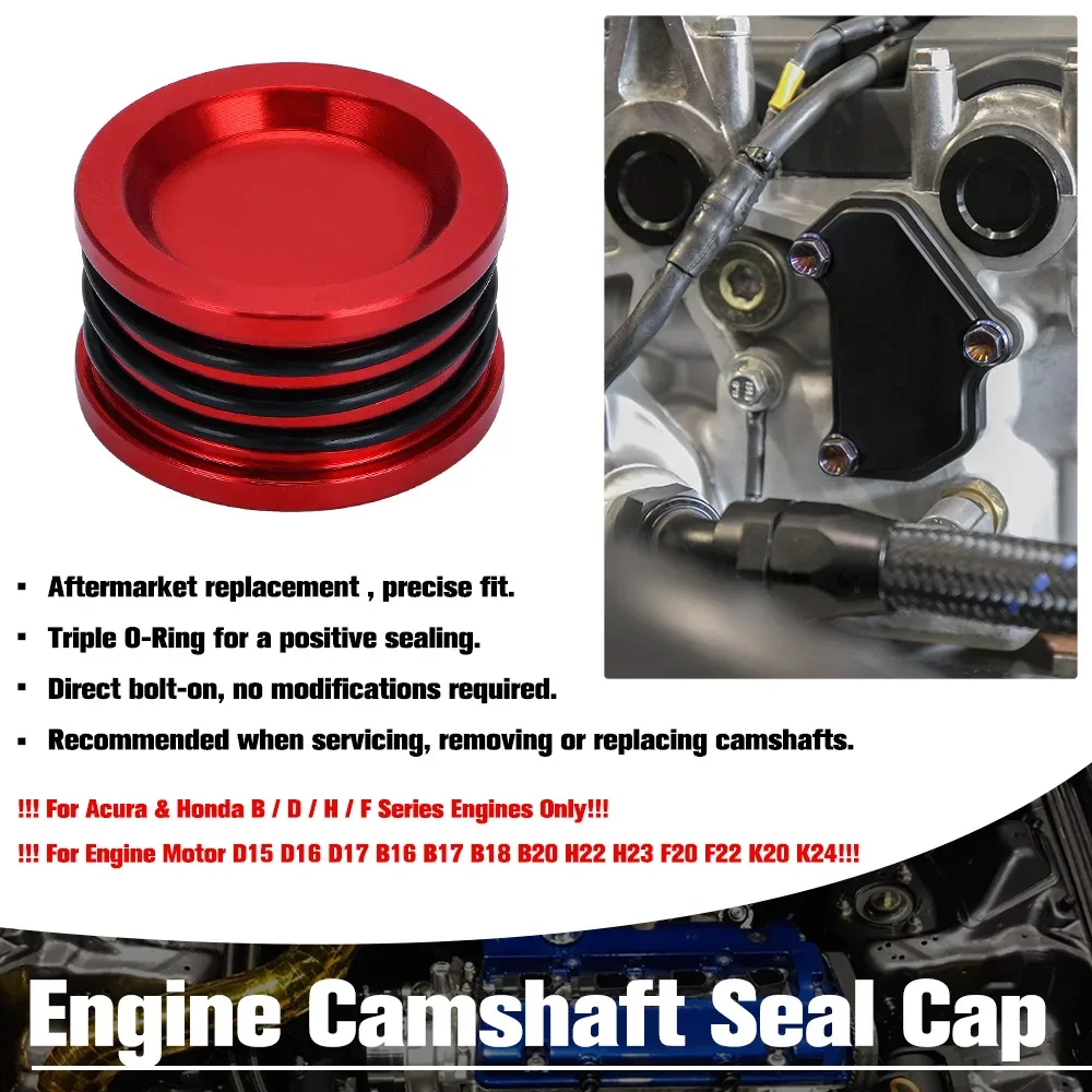 Cam Seal Cap Camshaft Cam Shaft Seal Cover Cap Plug Three O-Ring Front Replacement For Honda Acura B D H F Series Engine Motor