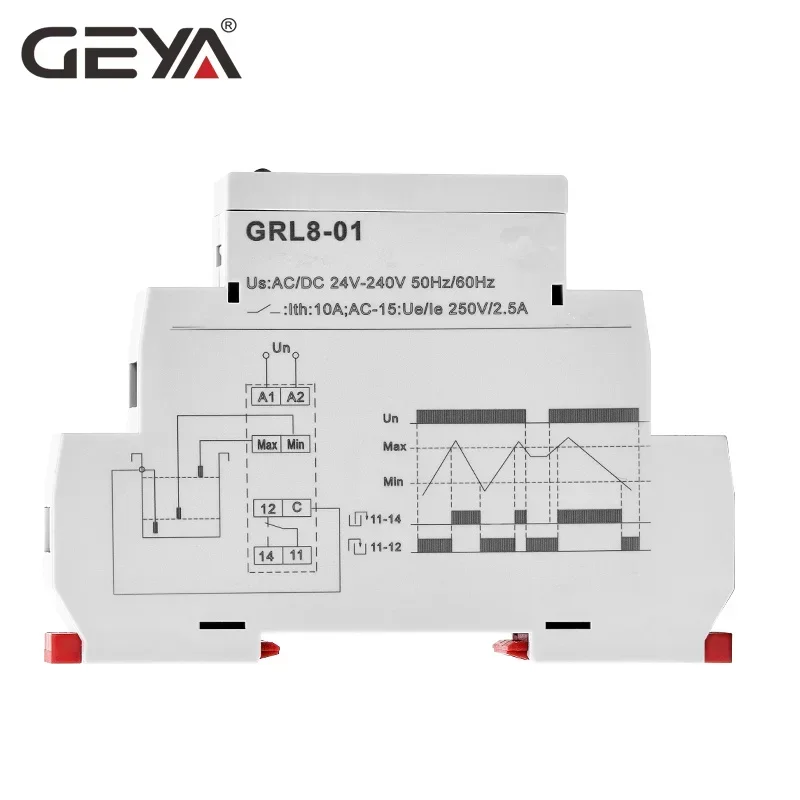 GRL8 Liquid Level Control Relay 10A Electronic Liquid Level Controller wirh Sensor AC/DC24V-240V GEYA