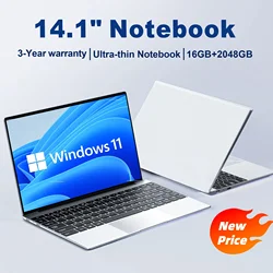 New 14.1 Inch Ultra Slim Laptop 16GB RAM 2TB SSD Intel N3700 Gamer Laptop with 1920x1080 Screen Office Study PC Windows 11Pro