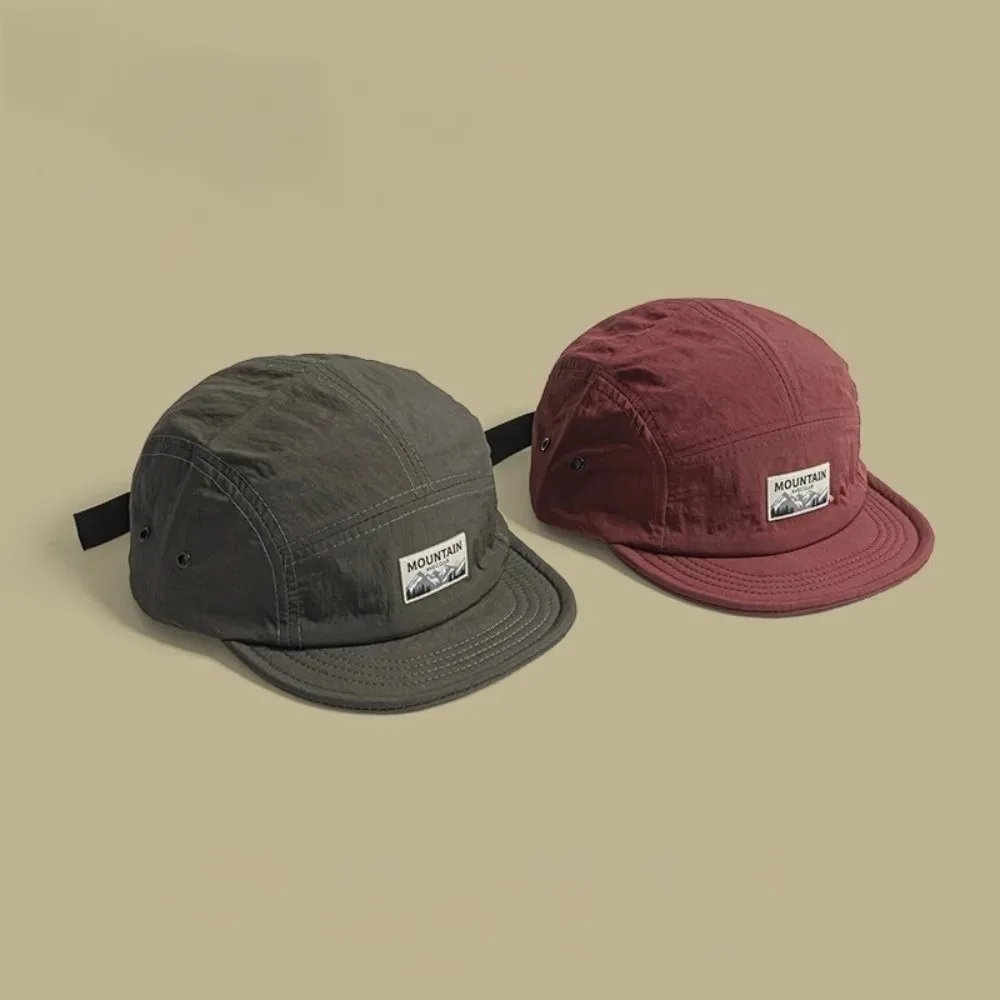 Vintage Short Brim 5 Panel Cap Quick Dry Sun Protection Sports Running Cap Embroidered Adjustable Sun Hat Women Men