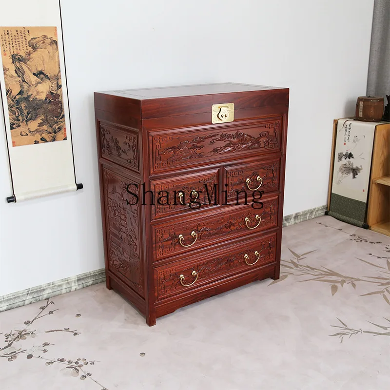 

FG Camphor Wood Chest of Drawers Camphor Wood Box Cabinet Storage Solid Wood Furniture Mothproof Chinese Style Carved Vintage