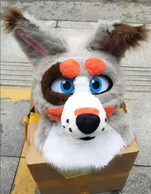 العلامة التجارية الجديدة أفخم الحيوان رئيس أجش الثعلب التميمة رئيس حفلة الهالوين تأثيري الكرتون الشكل عرض الأداء فقط الرأس