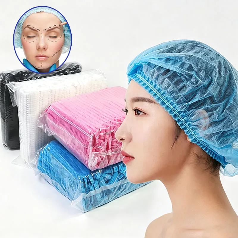 100/300/500PCS Disposable Bathing Cap Hair Head Cover Net Bouffant Anti Dust Breathable Shower Bathroom Hats Kitchen Beauty tool