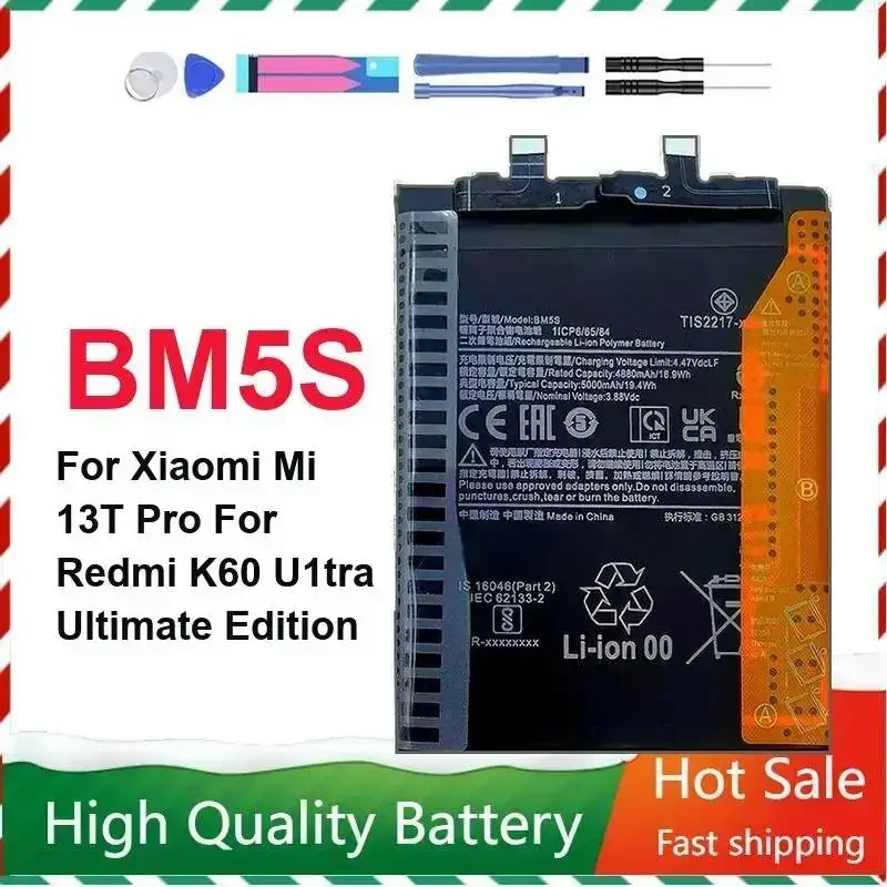 Mobile Phone Battery For Xiaomi MI 13T Pro For Redmi K60 U1tra Ultimate Edition Safe And Reliable BM5S 5000mAh