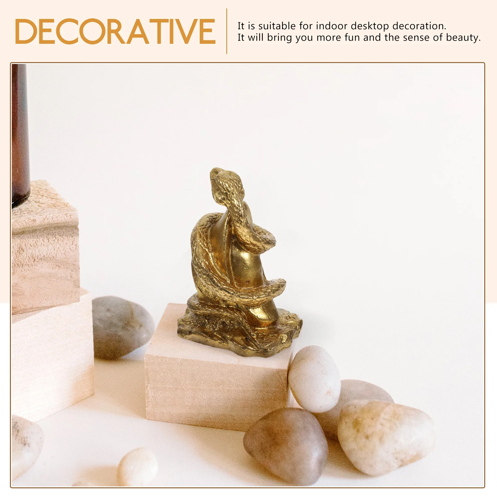 

Figurine Brass Snake Statue Home Decor Copper Ornament Vintage Desktop Golden Retro Decoration