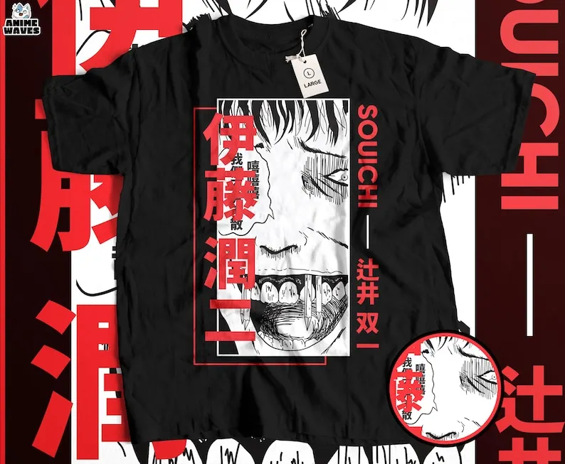 Dark Horror Manga Unisex T-shirt - Japanese Anime Tee, Creepy Art Style, Tokyo Fashion,