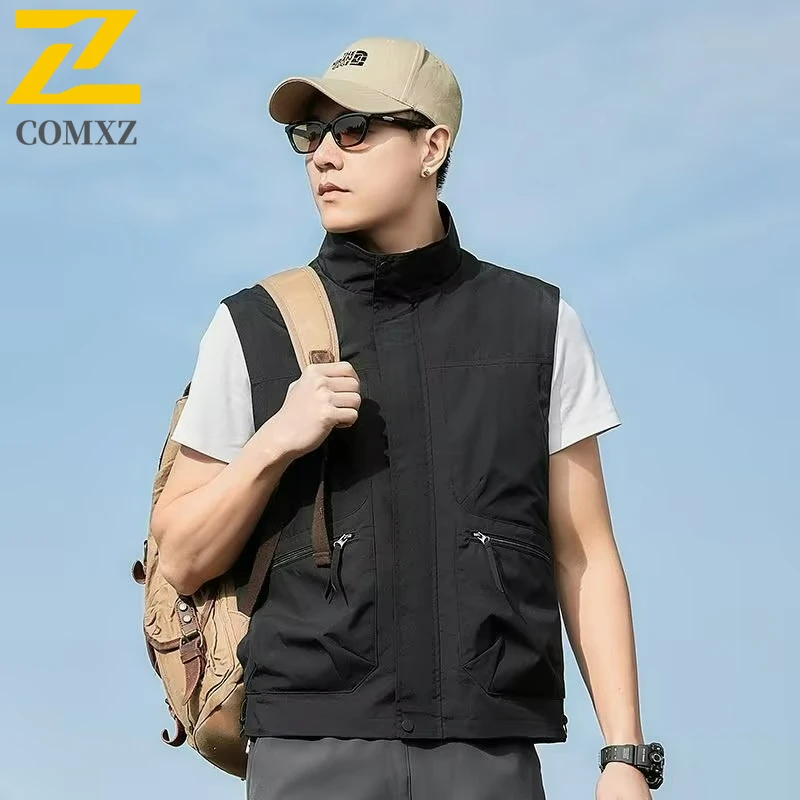 

New Autumn Workwear Vest 2025 Plus Size Multi Pocket Sleeveless Lightweight Waistcoat Outdoor Sports For Fishing Casual Gilet