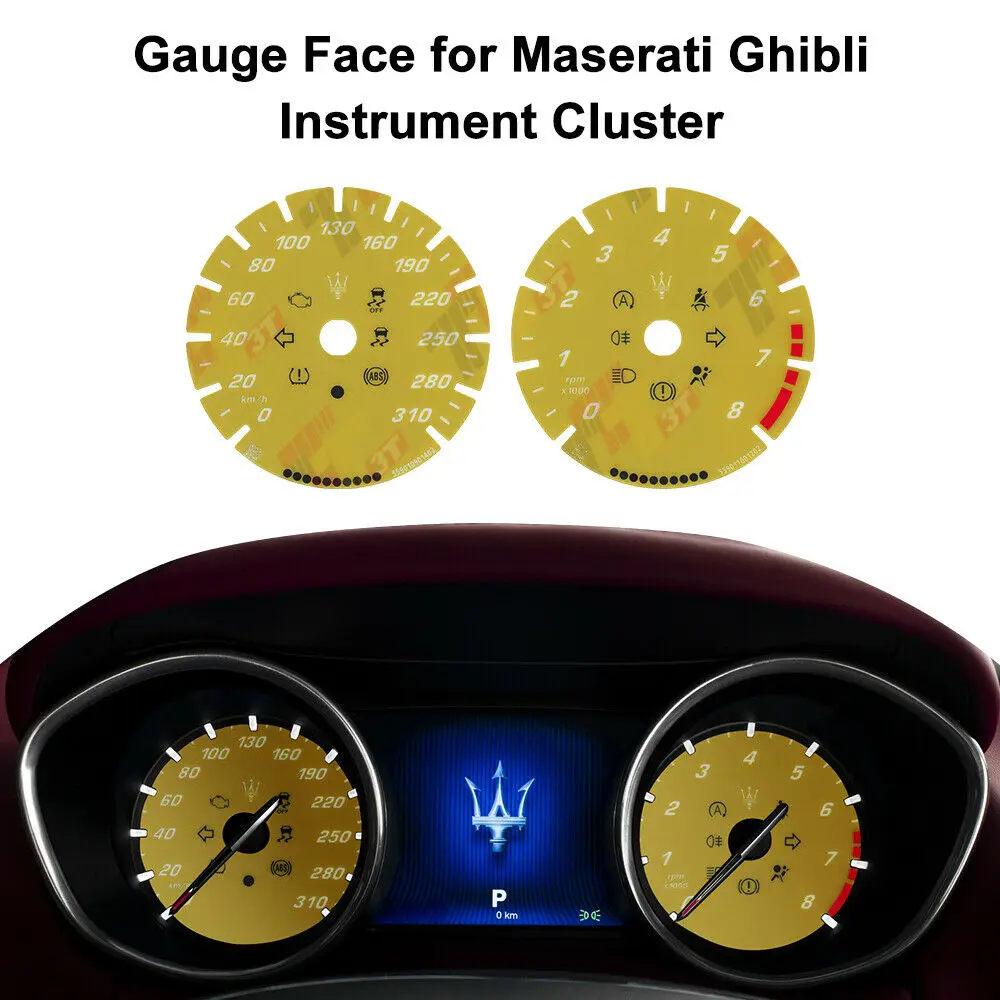 Instrument Cluster Gauge Faces For Maserati Quattroporte Levante Ghibli Dash Blue Faces Gauge 310KM/H