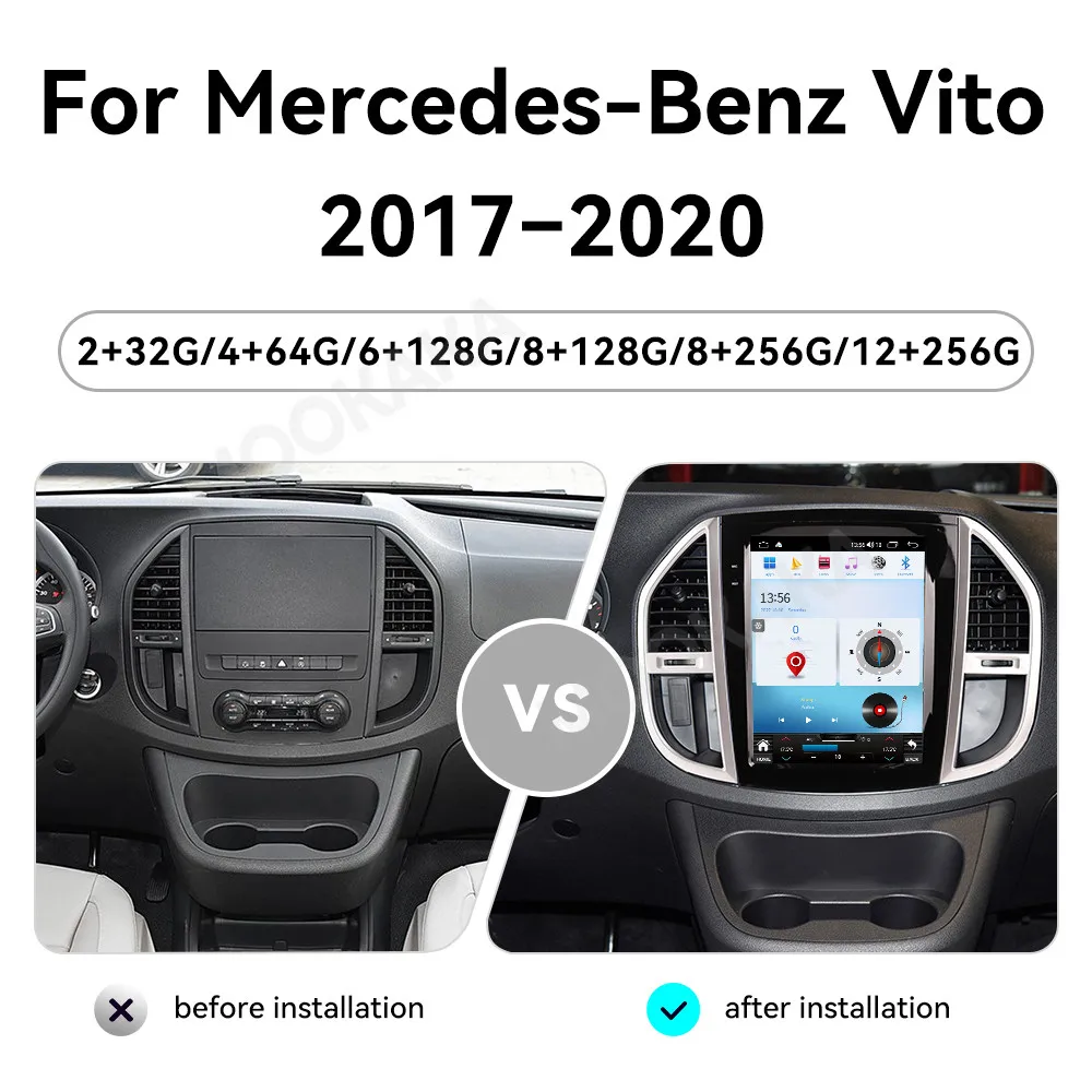 12.1'' Android 14.0 For Mercedes Benz Vito 3 W447 2017-2020 2K Car Radio Multimedia Player Autoradio GPS 4G CarPlay Stereo Video